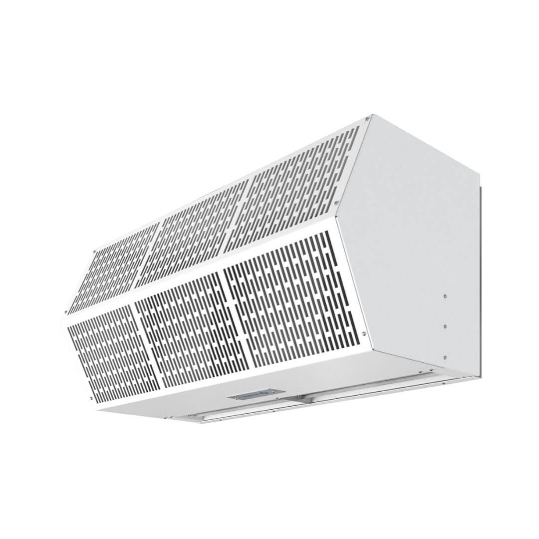 Berner Air Curtain - 36" SHD07-1036, doorways up to 7ft tall. NSF Marked, UL certified, AMCA certified performance. Made in USA with 5-year warranty. fly blocker, pest repellent, FDA & USDA recommended. Aluminum housing, white finish.